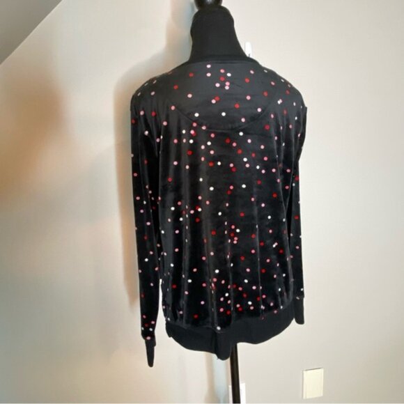 KATE SPADE Womens Velour Polka Dot Pajama Top Long Sleeve Velvet Loungewear - Picture 7 of 10